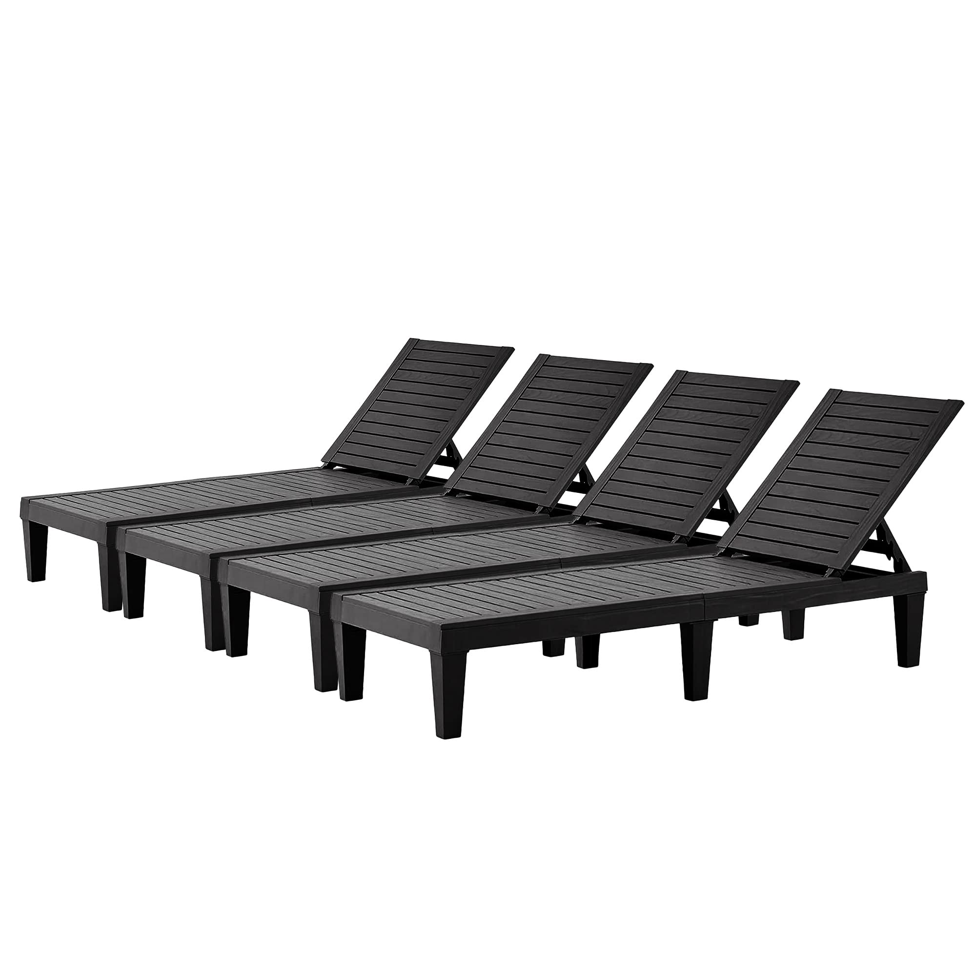 Adjustable Outdoor Chaise Lounge Set of 4 with 5-Position Backrest