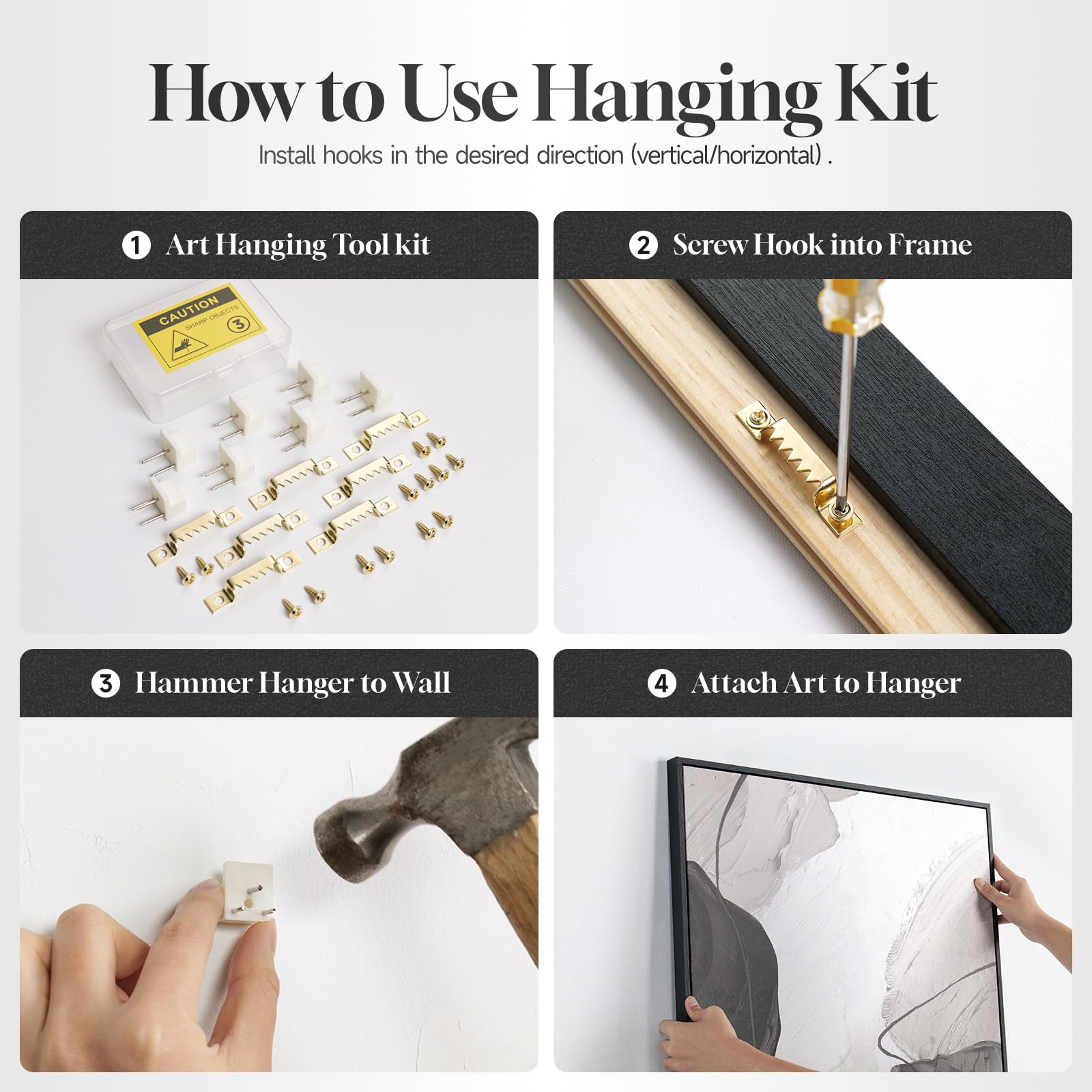 3 Piece Framed Black and White Abstract Canvas Wall Art