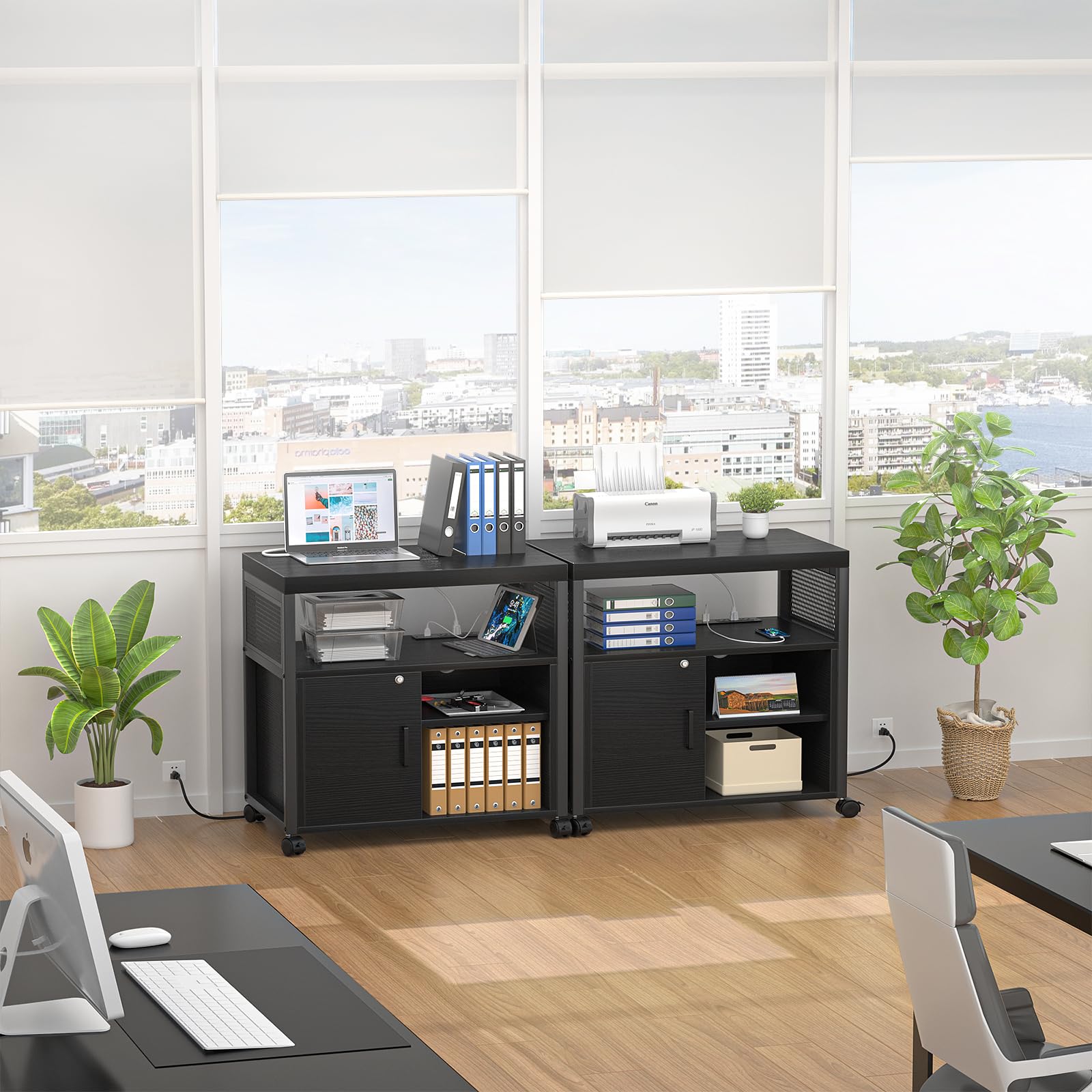 Lateral File Cabinet with Charging Ports