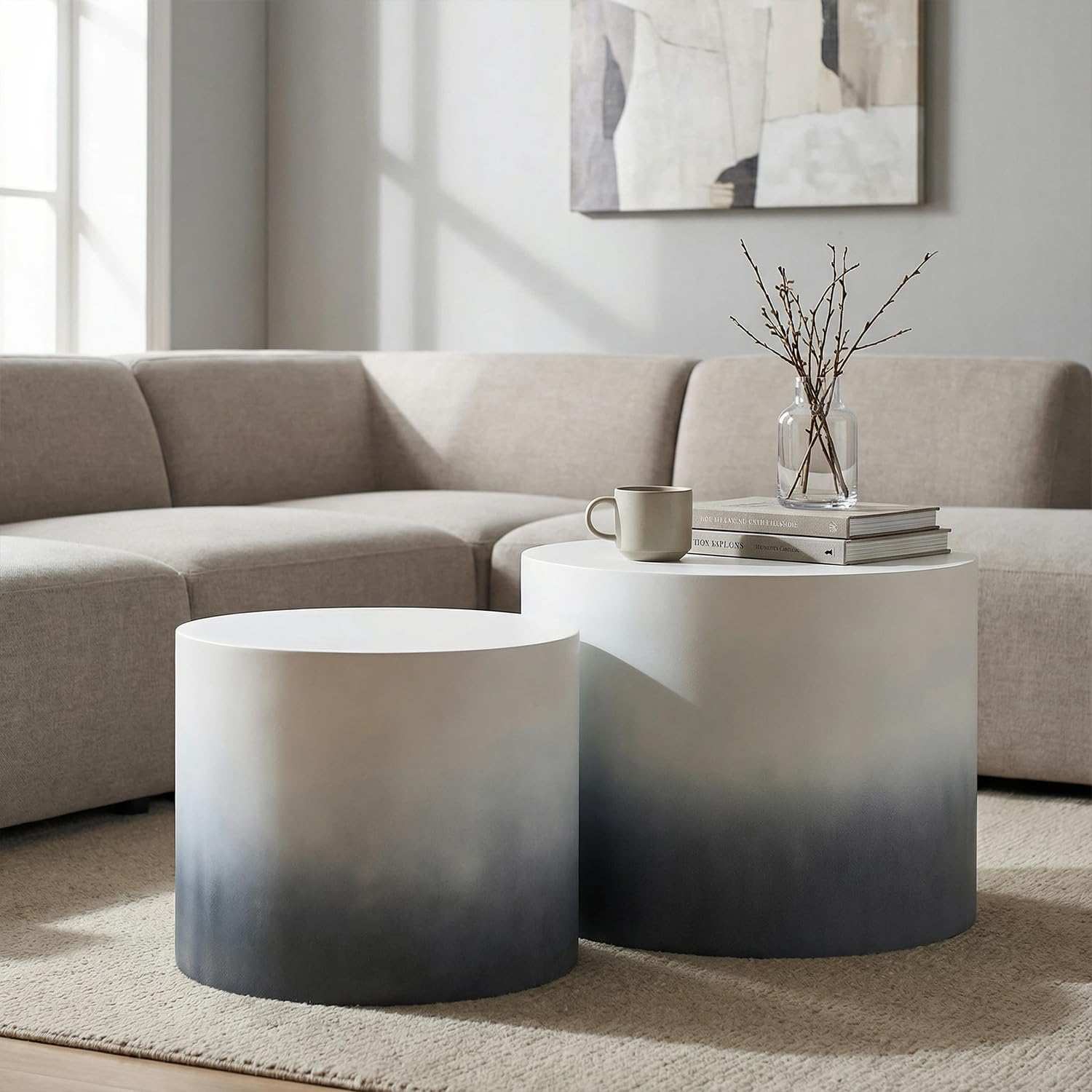 Round Nesting Coffee Table Set of 2