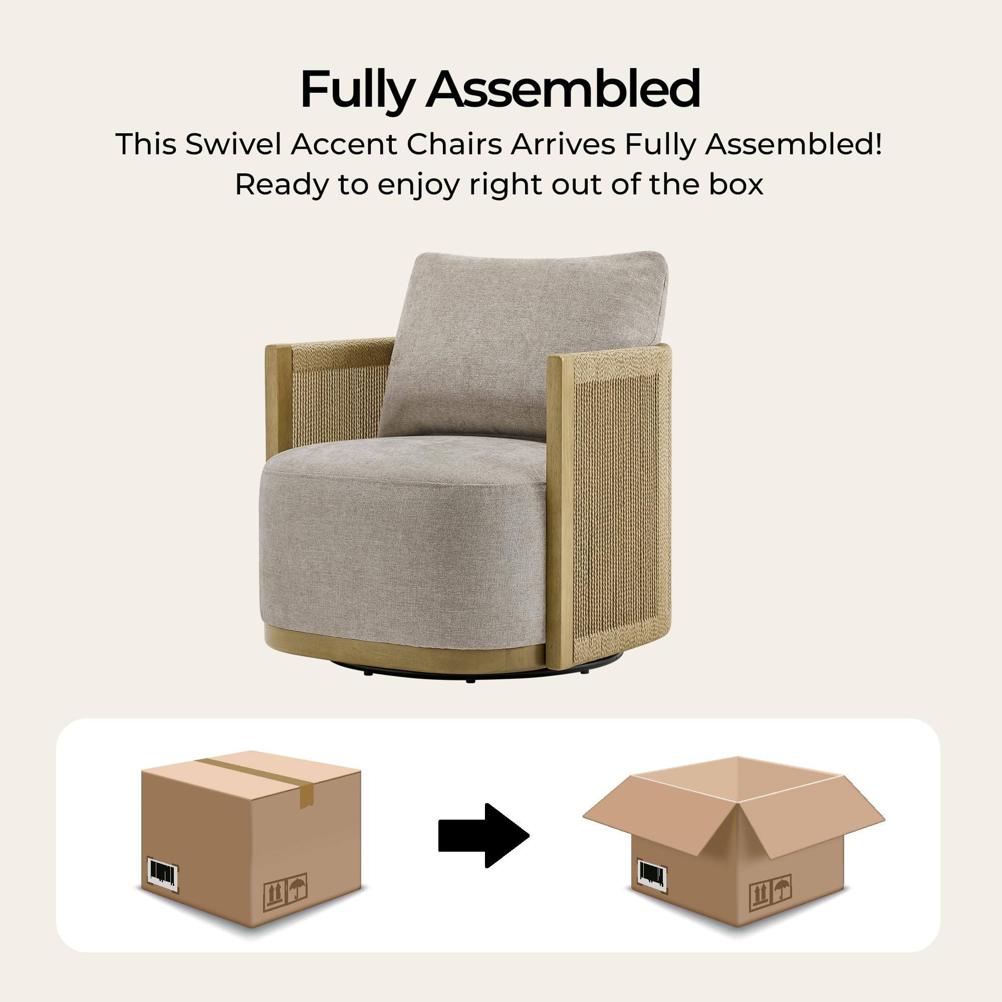 Braid Swivel Accent Chair with Paper Cord and Wood Frame