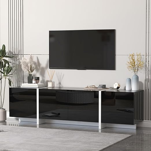 67" Wide High Gloss Modern TV Stand with Storage
