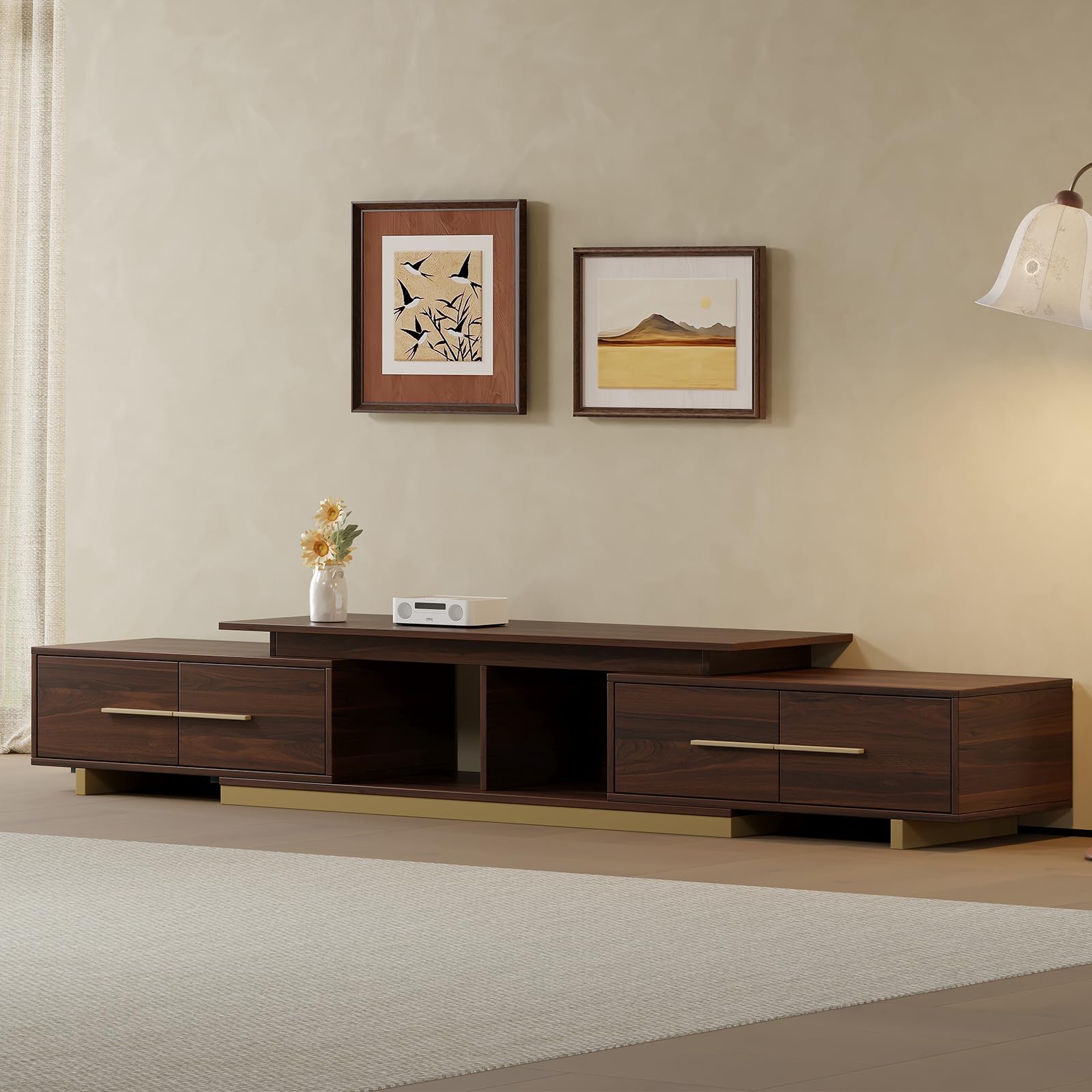 Extendable TV Stand with 4 Drawers