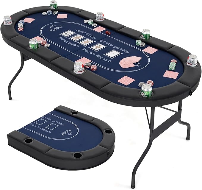 72" Foldable Poker Table for 8 Players