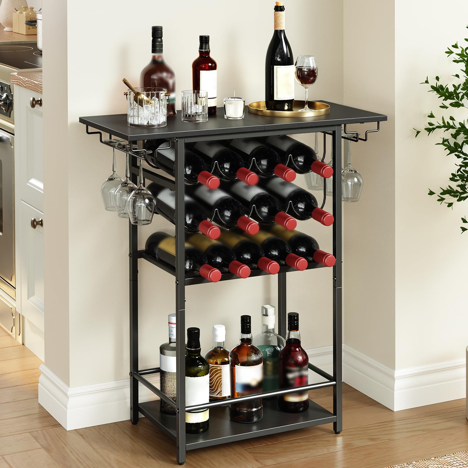 5-Tier Wine Rack with Glass Holder
