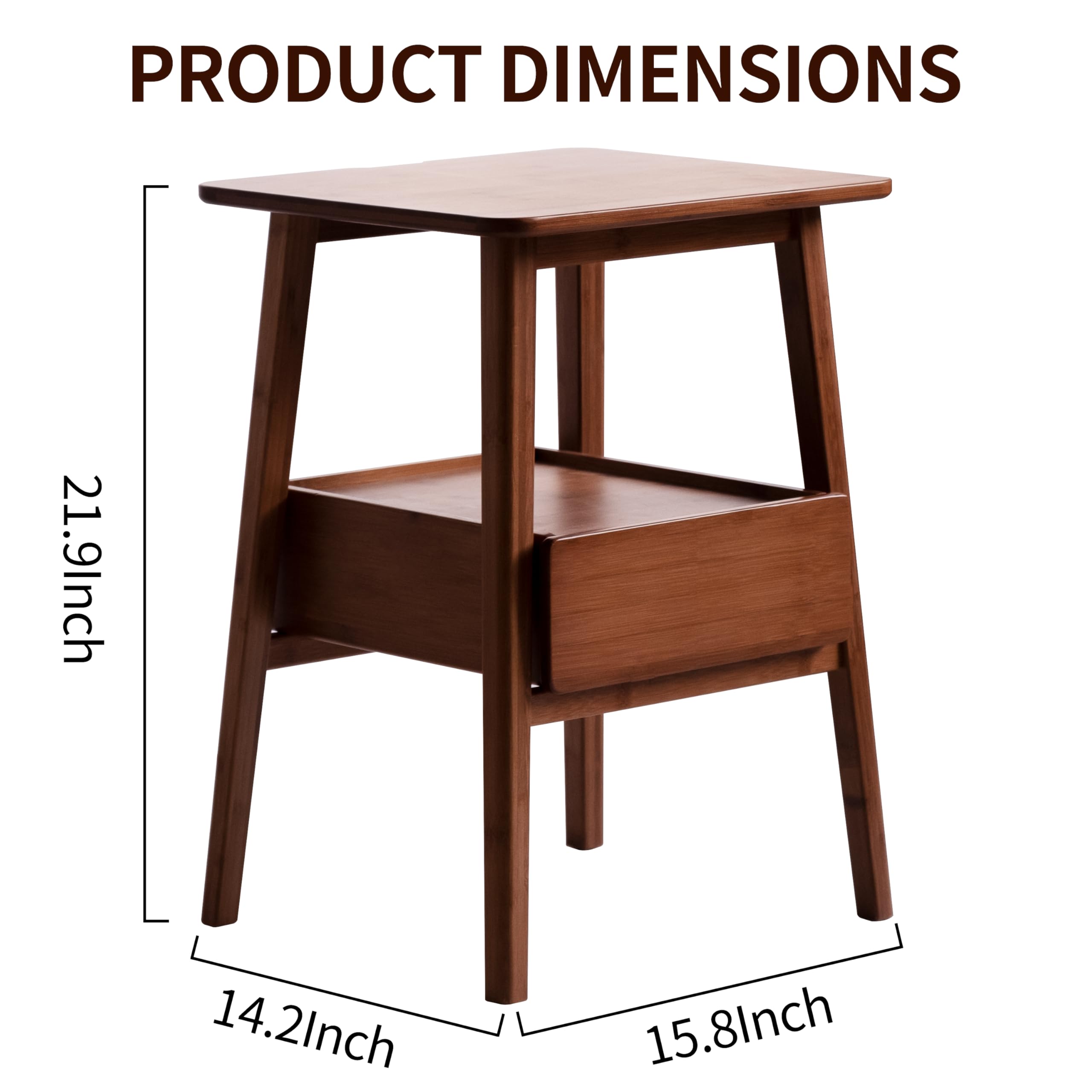 Bamboo Nightstand with USB Charging Port
