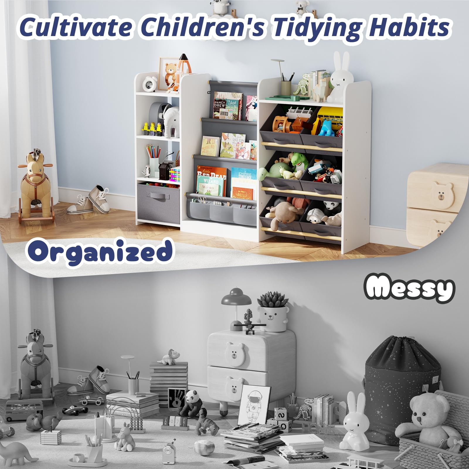 Kids Toy Book Storage Organizer with 7 Bins