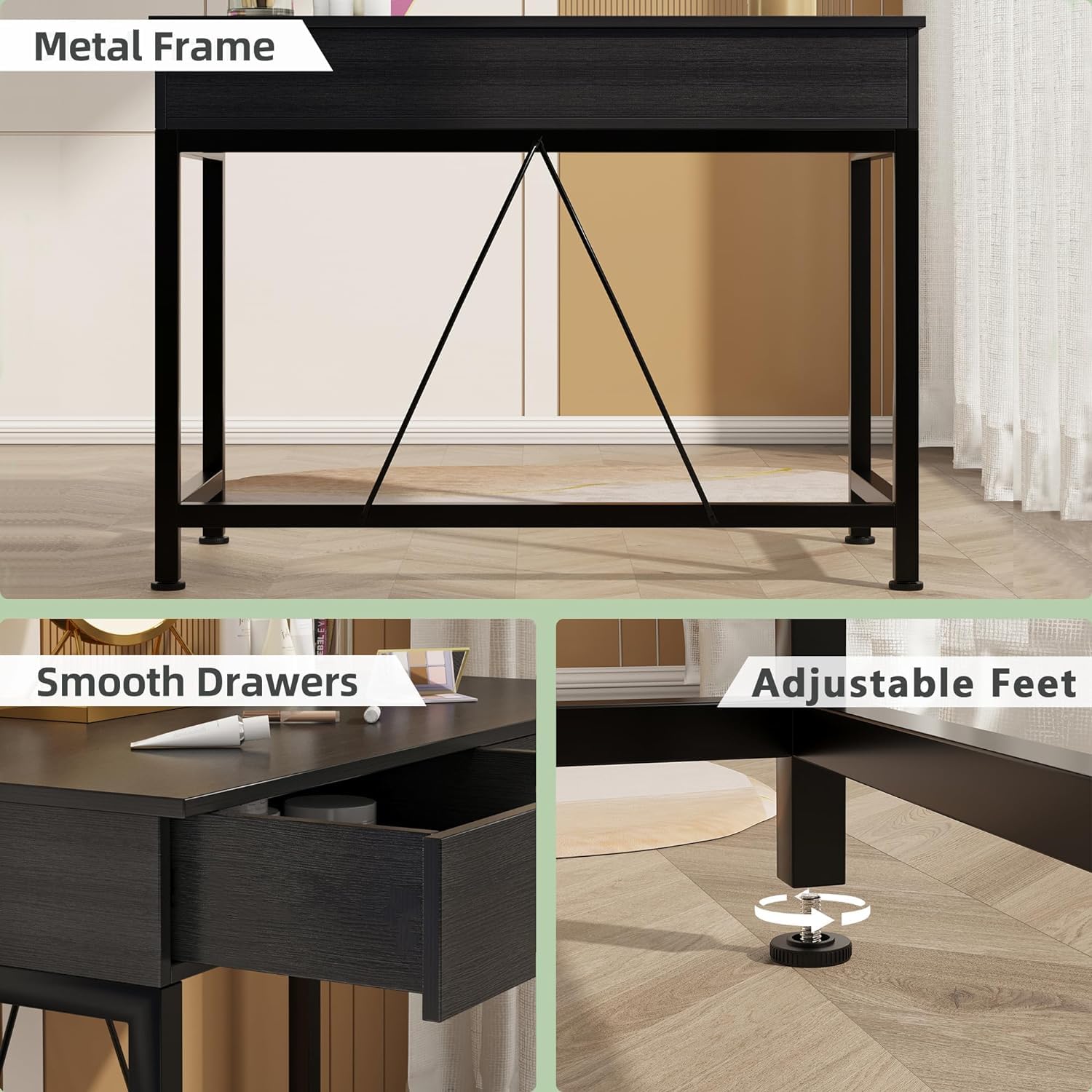 Small Computer Desk with Drawers 39 Inch