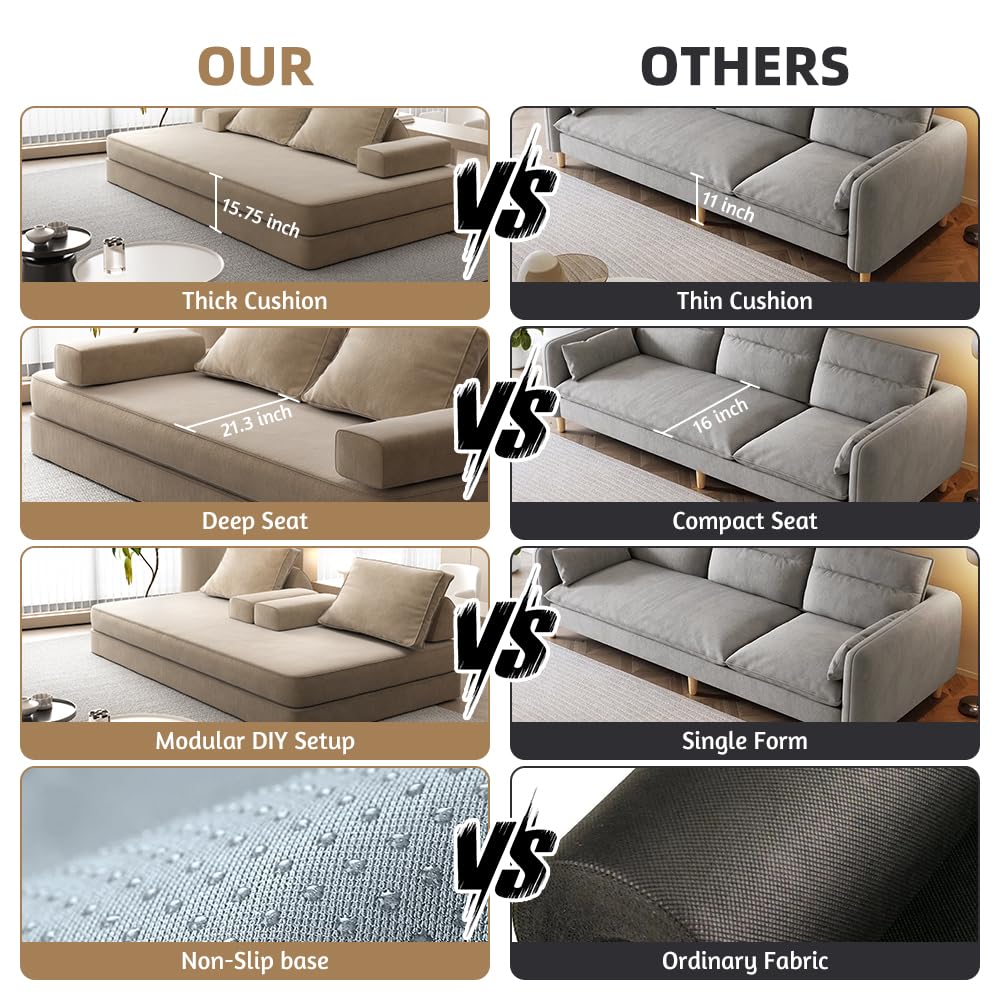 Convertible Floor Sleeper Sofa Bed with Adjustable Backrests