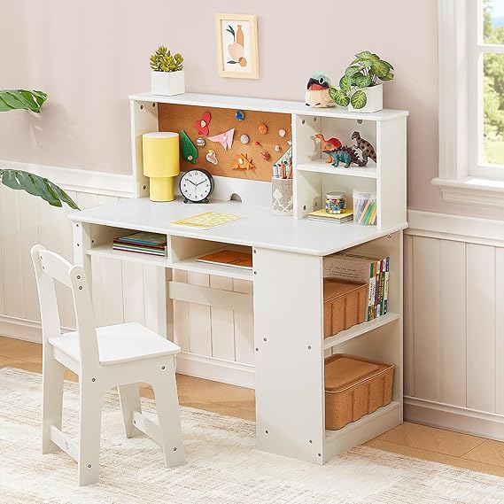 Kids Study Table and Chair Set with Storage