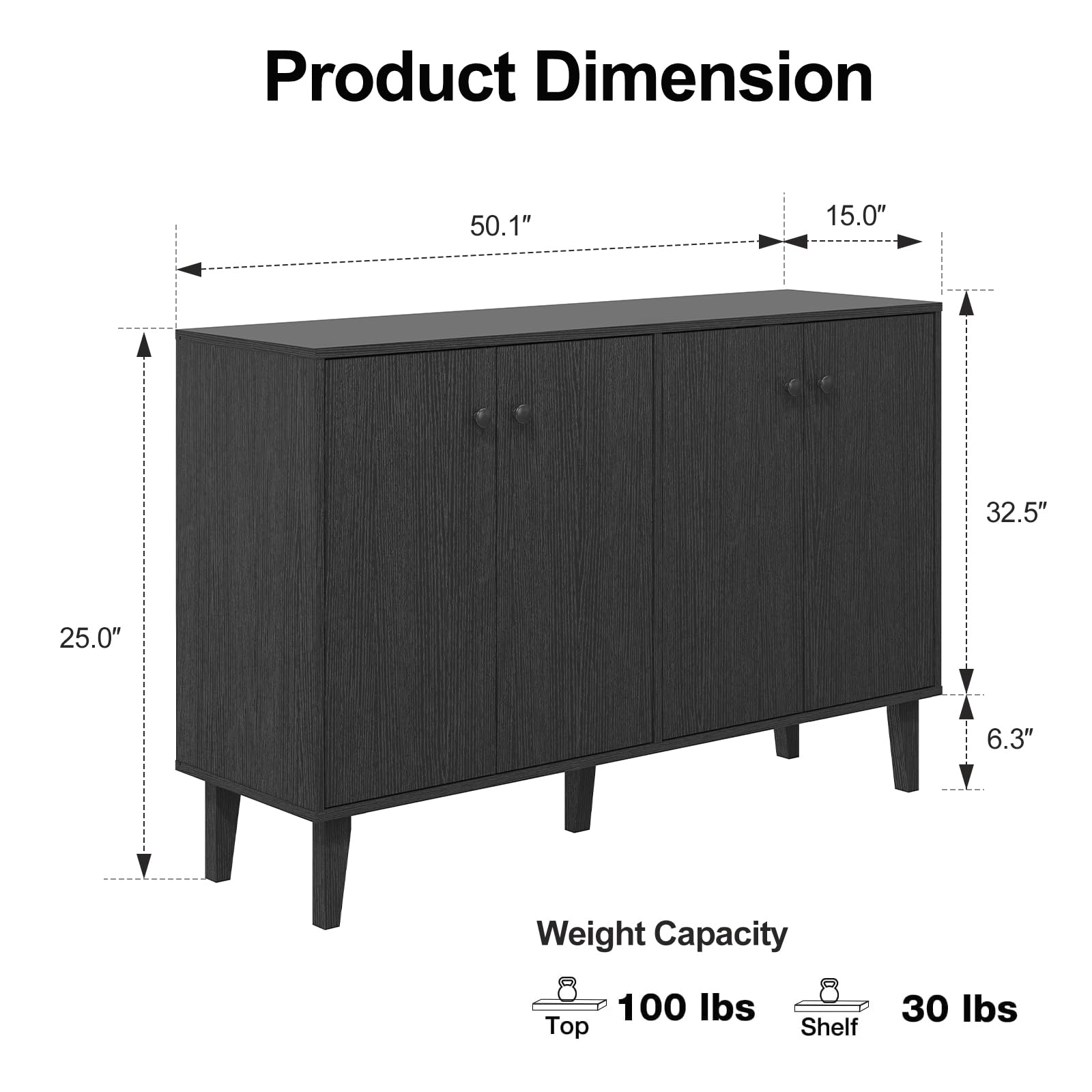 4-Door Sideboard Buffet Cabinet with Storage