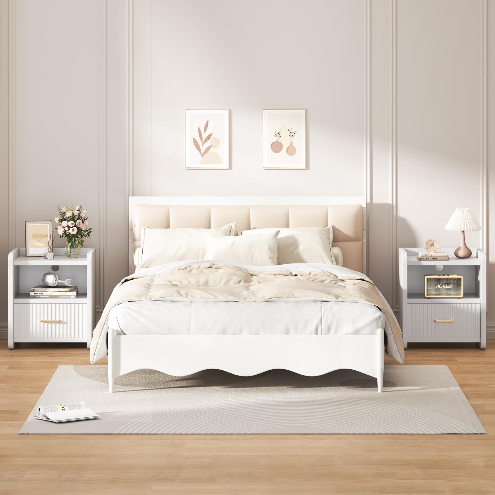 Night Stand with Charging Station and Drawer Storage