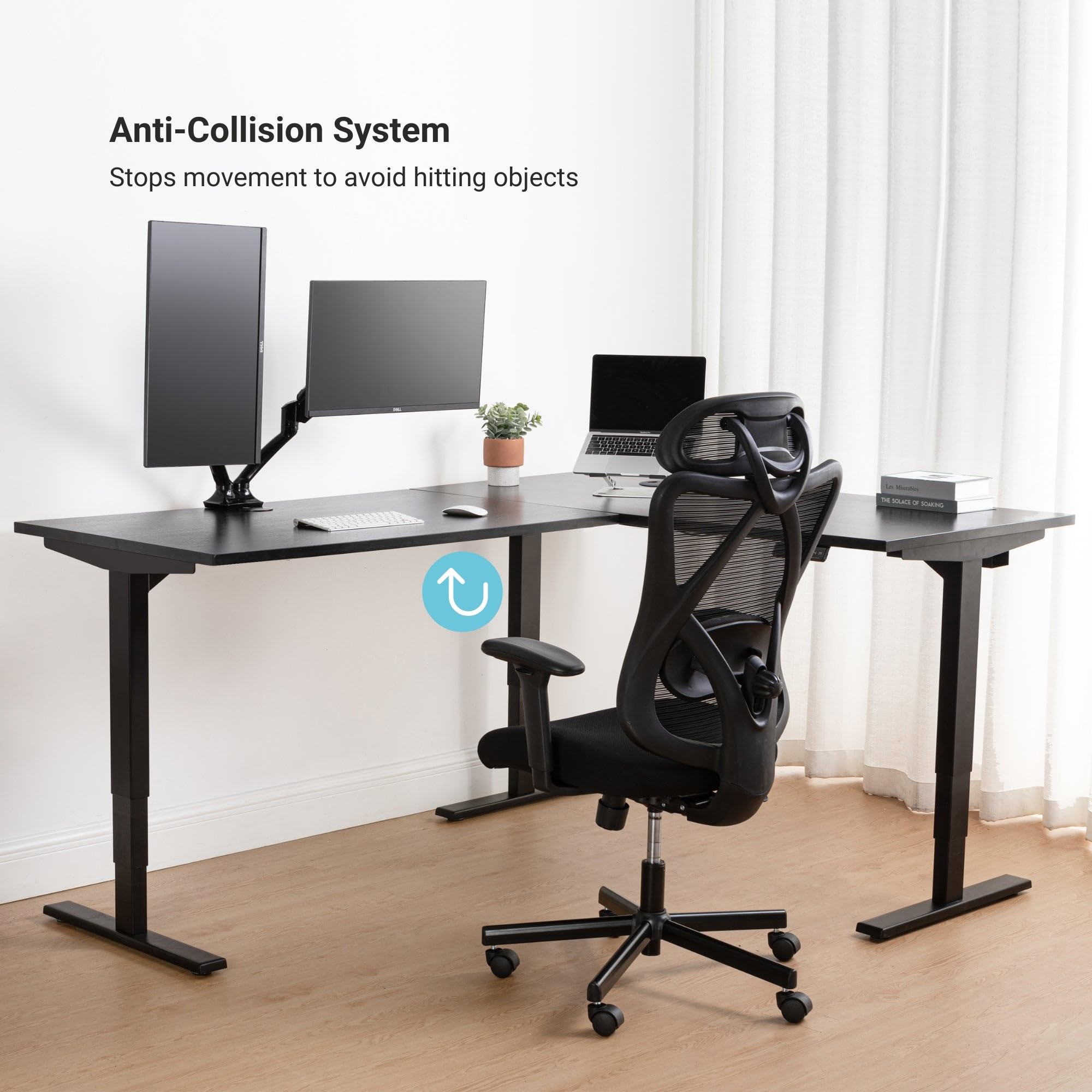 L-Shaped Electric Standing Desk with Triple Motor
