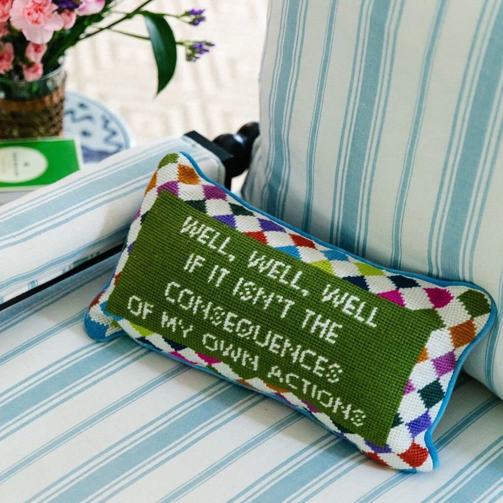 Needlepoint Decorative Throw Pillow - Well Well Well