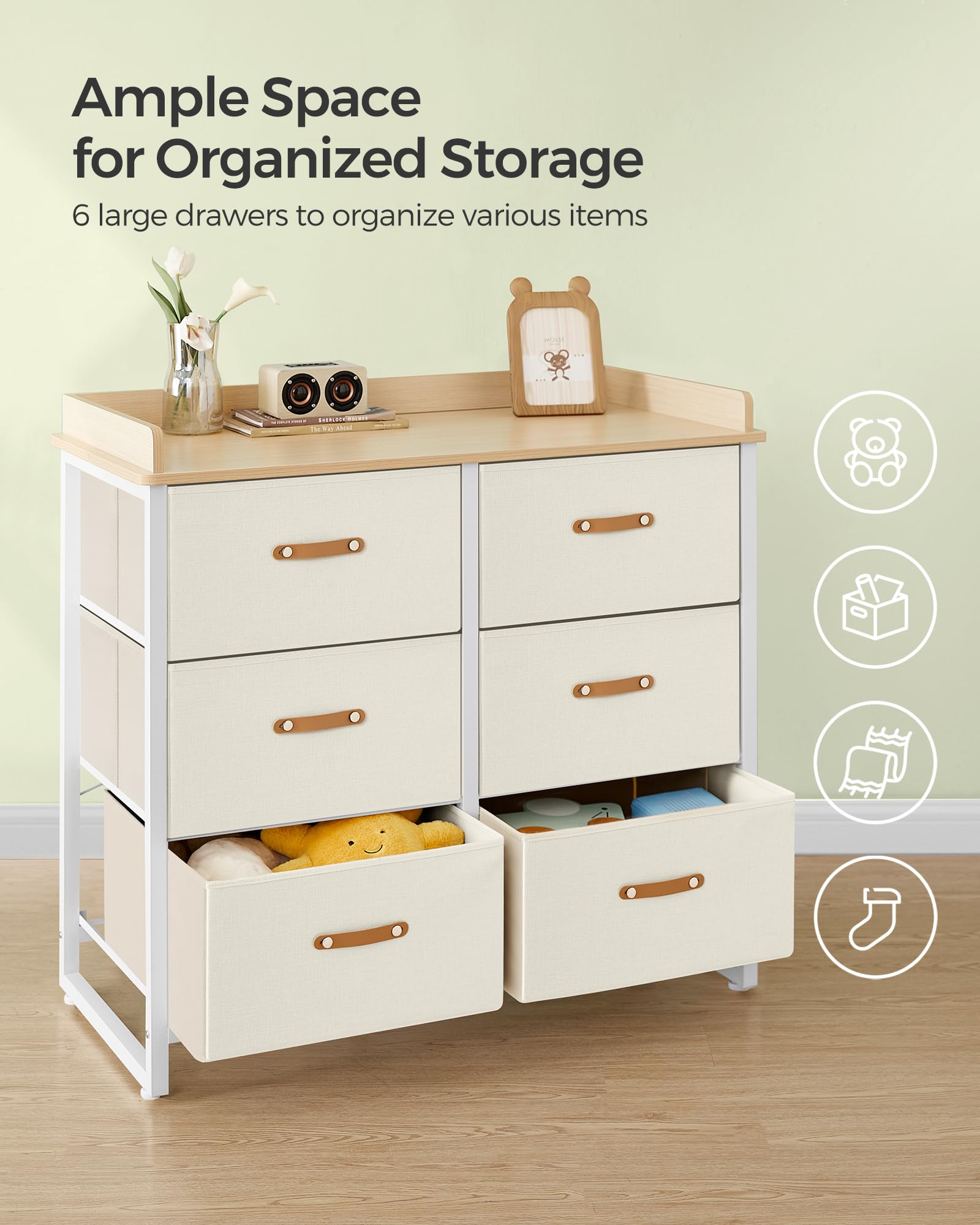 Kids Dresser with 6 Drawers - Water-Resistant Storage Organizer