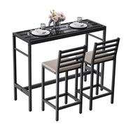 3 Piece Outdoor Patio Bar Set with Cushioned Stools