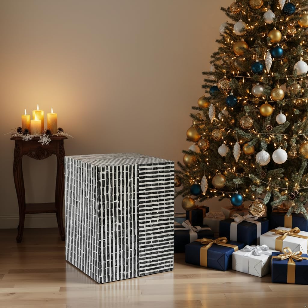 Capiz Shell Square Drum End Table