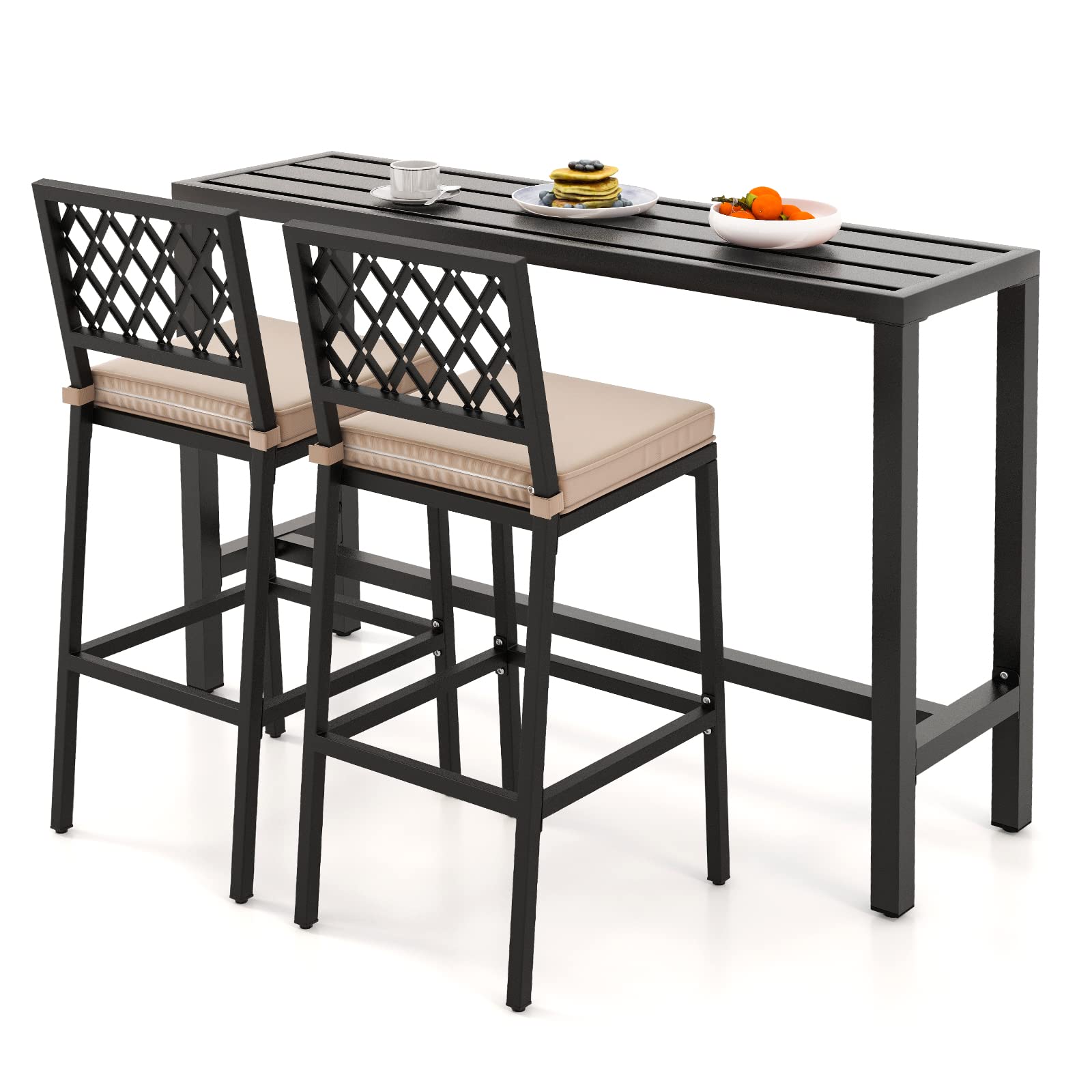 3-Piece Outdoor Bar Table and Chairs Set