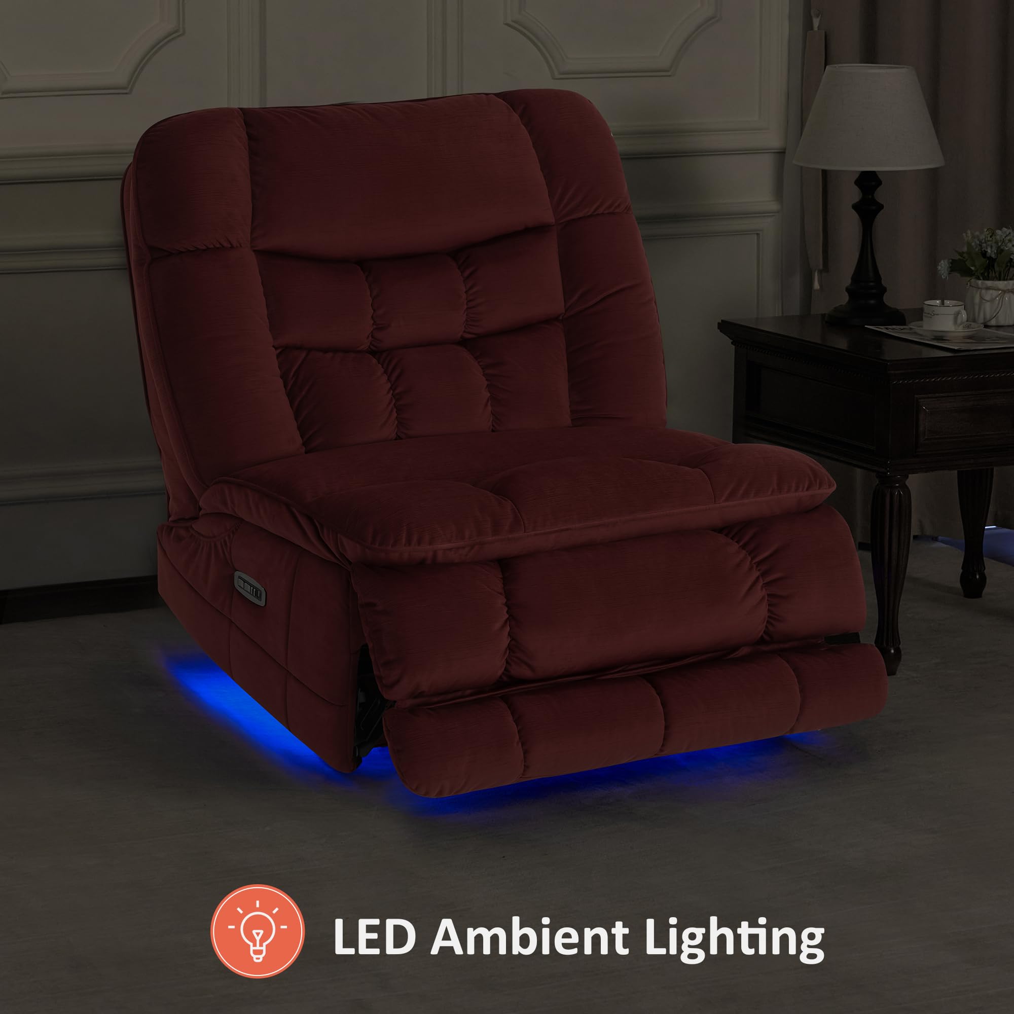 Oversized Dual Motor Power Recliner Chair with LED Lighting