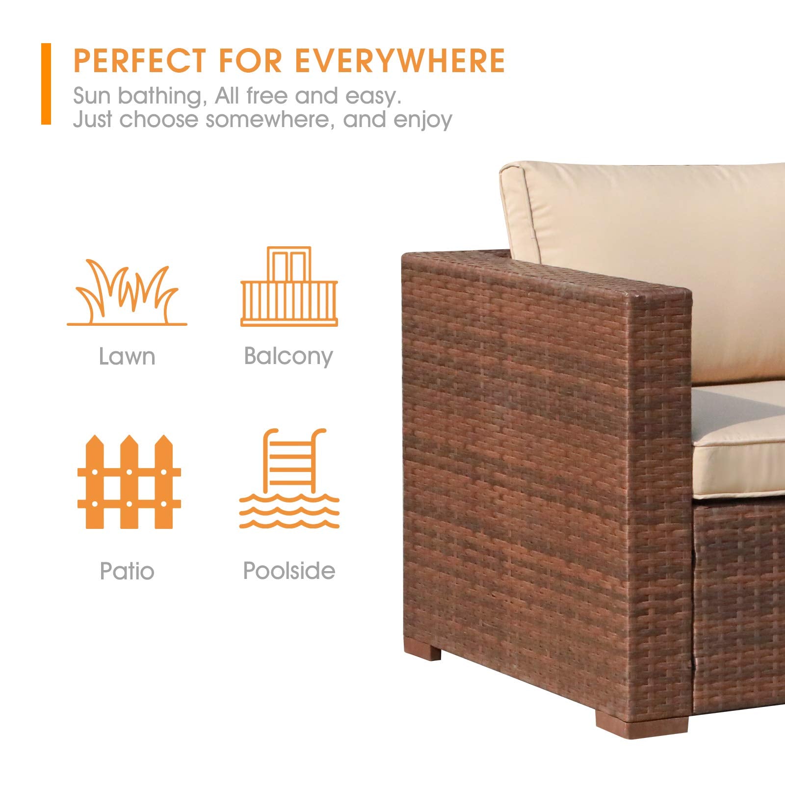 Outdoor Wicker Loveseat 2-Piece Sectional Corner Sofa Set