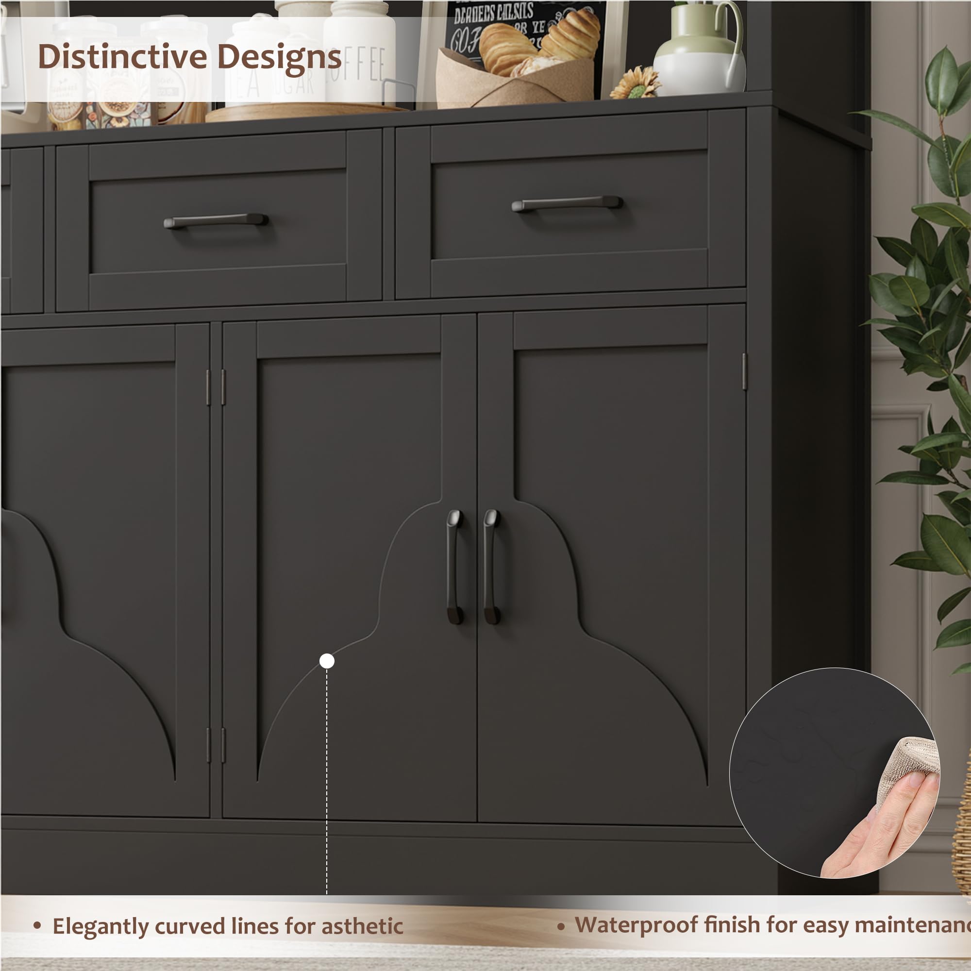 76" Tall Kitchen Pantry Storage Cabinet