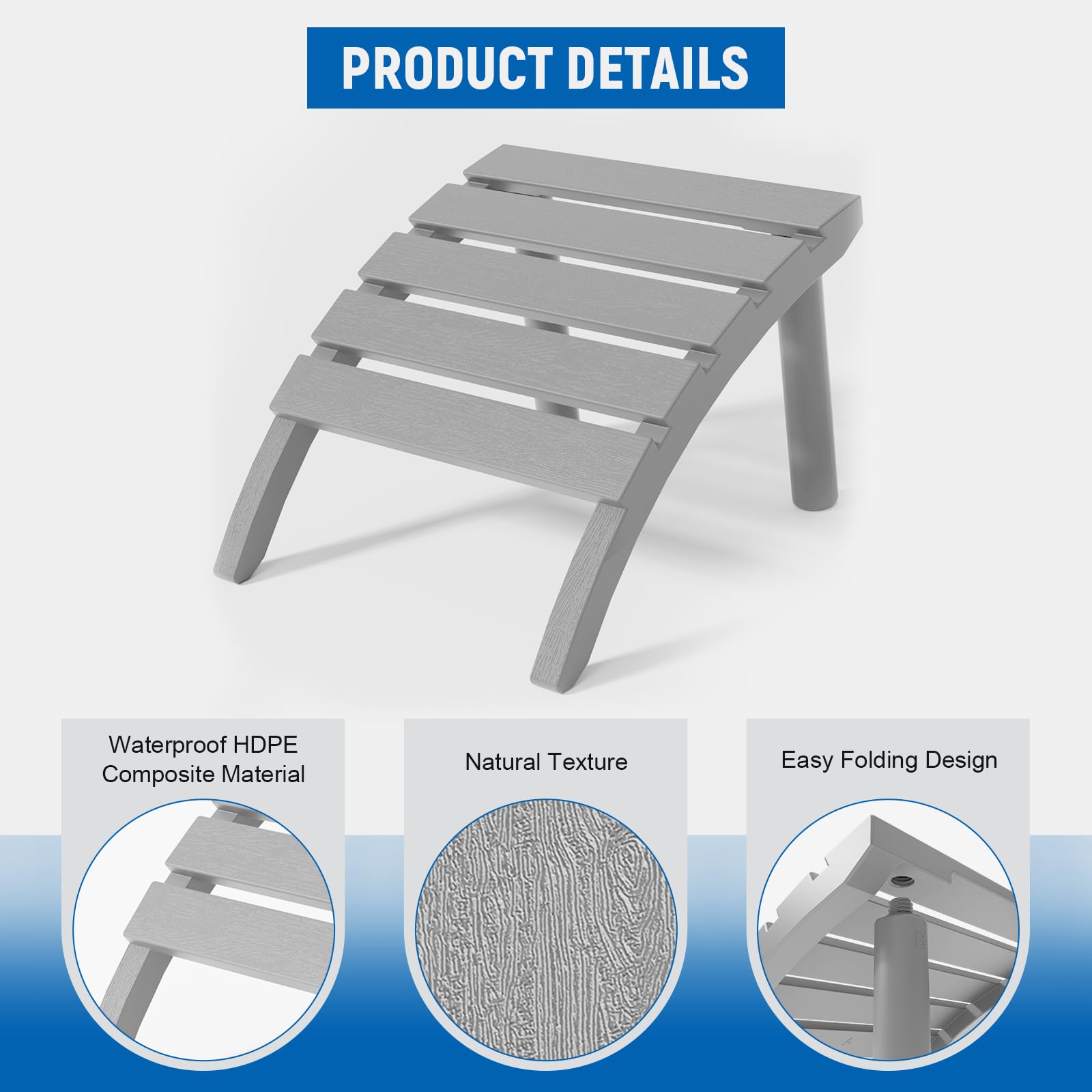 Adirondack Ottoman Grey