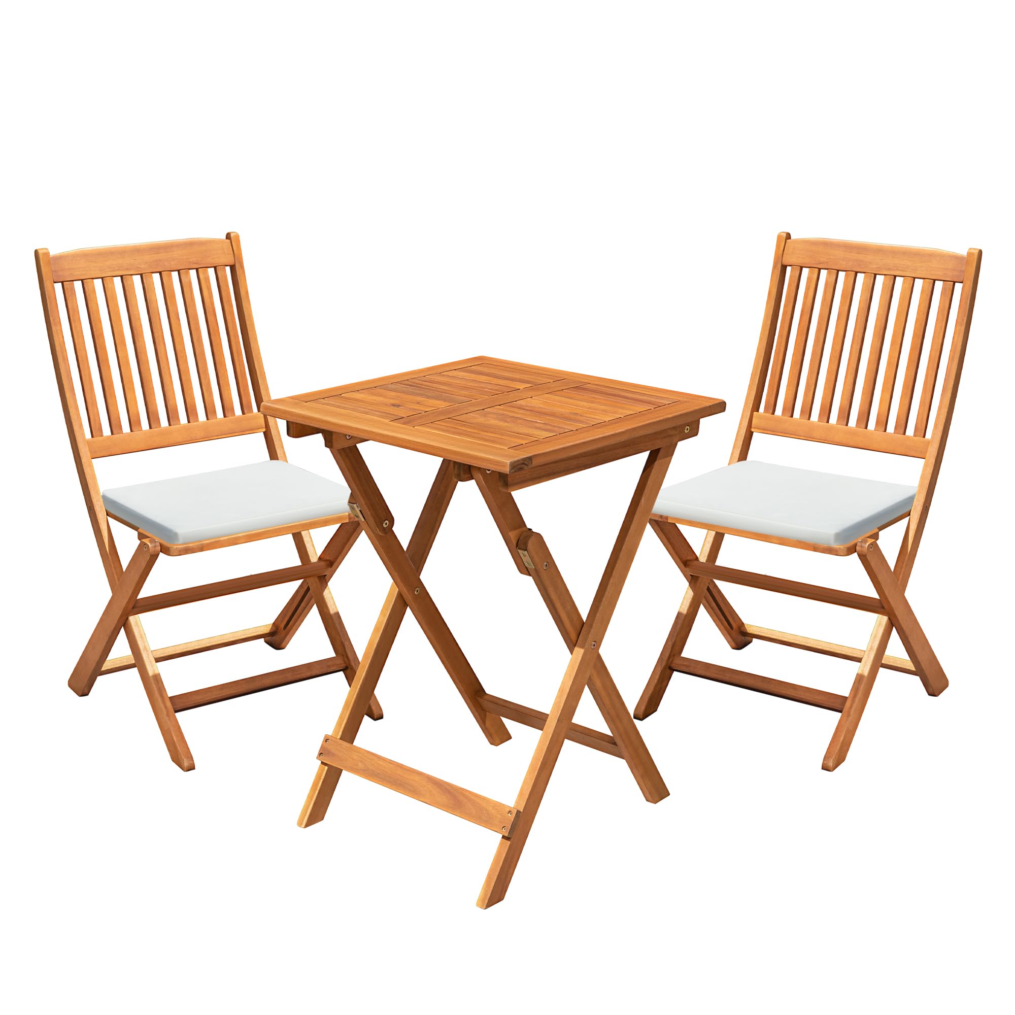 Folding Acacia Wood Bistro Set 3 Piece