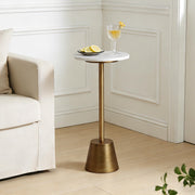 Marble Pedestal Side Table Round End Table