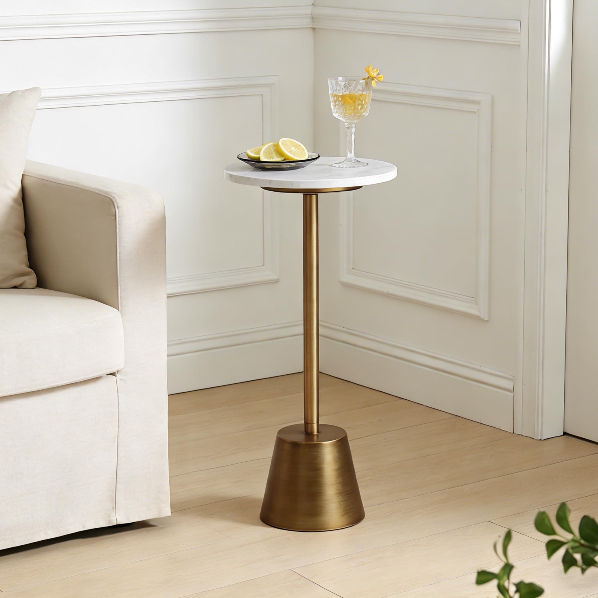 Marble Pedestal Side Table Round End Table