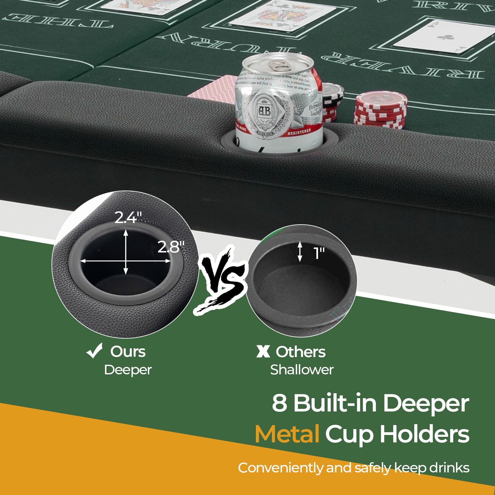 72" Foldable Poker Table for 8 Players