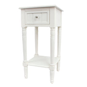 White Traditional Accent Table with Drawer