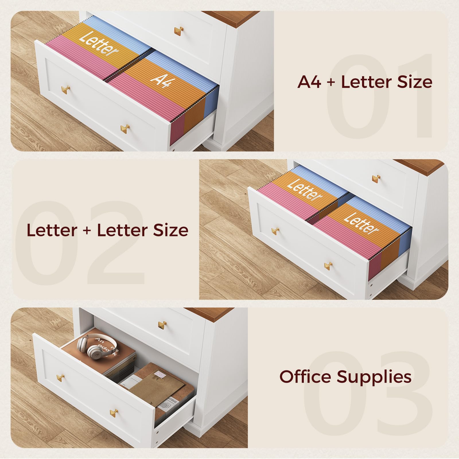 2 Drawer Lateral File Cabinet with Printer Stand