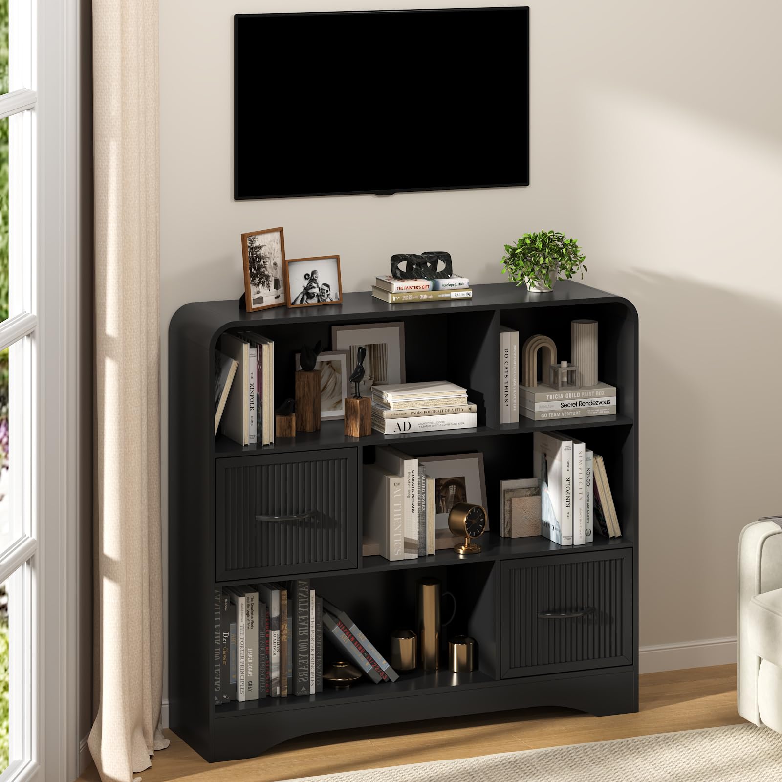 6 Cube Storage Organizer with 2 Fabric Bins