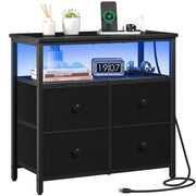 LED Nightstand with Charging Station and 4 Drawers