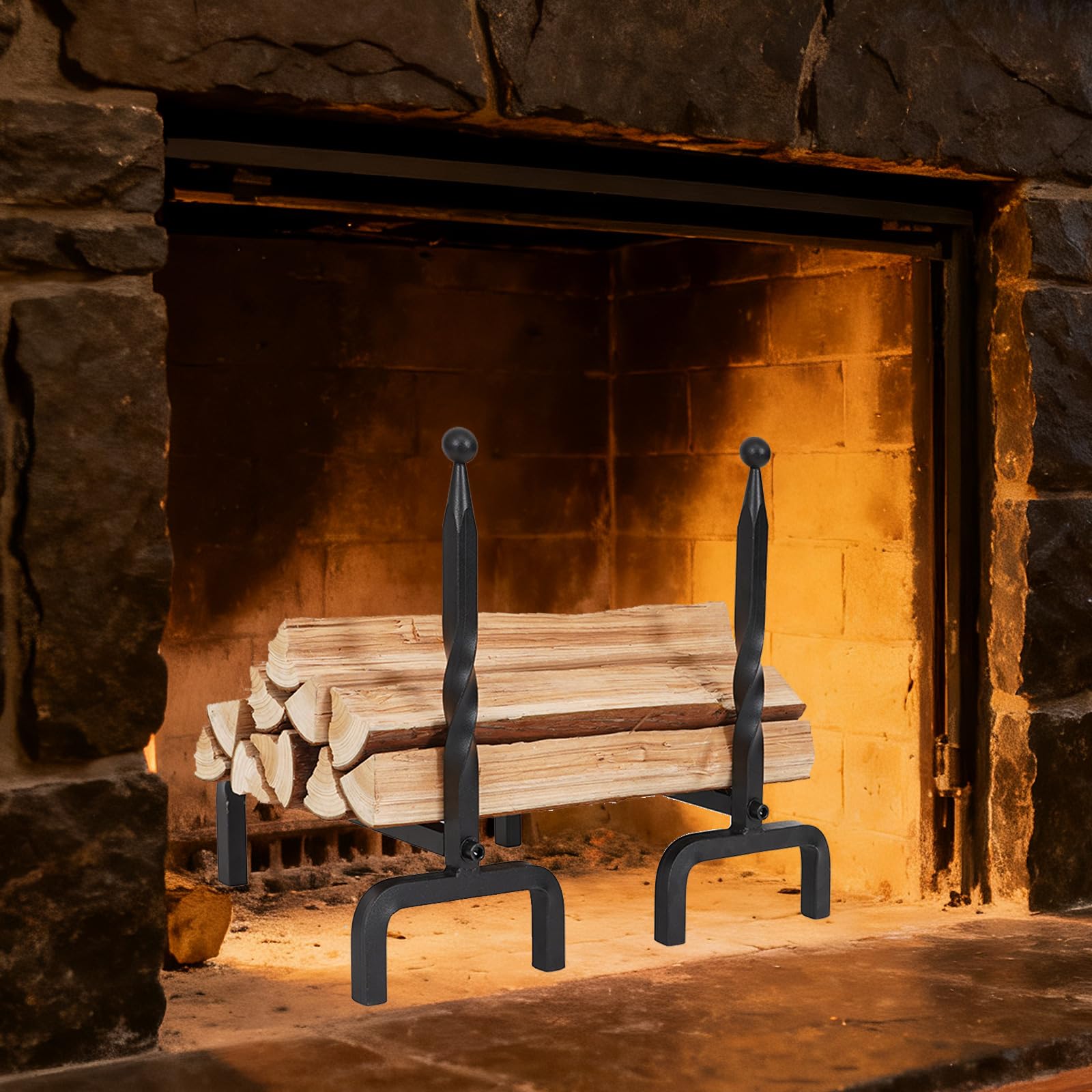 Cast Iron Fireplace Andirons Set of 2