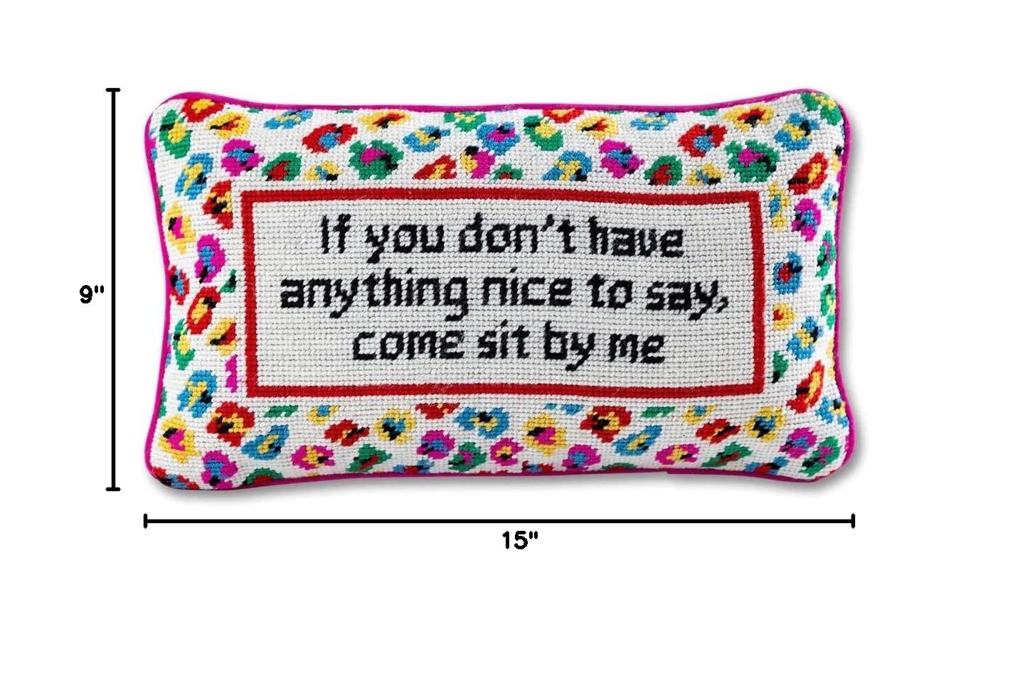 Needlepoint Decorative Throw Pillow - Come Sit by Me