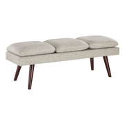 Amanda Mid-Century Modern Upholstered Bench 54-Inch Linen