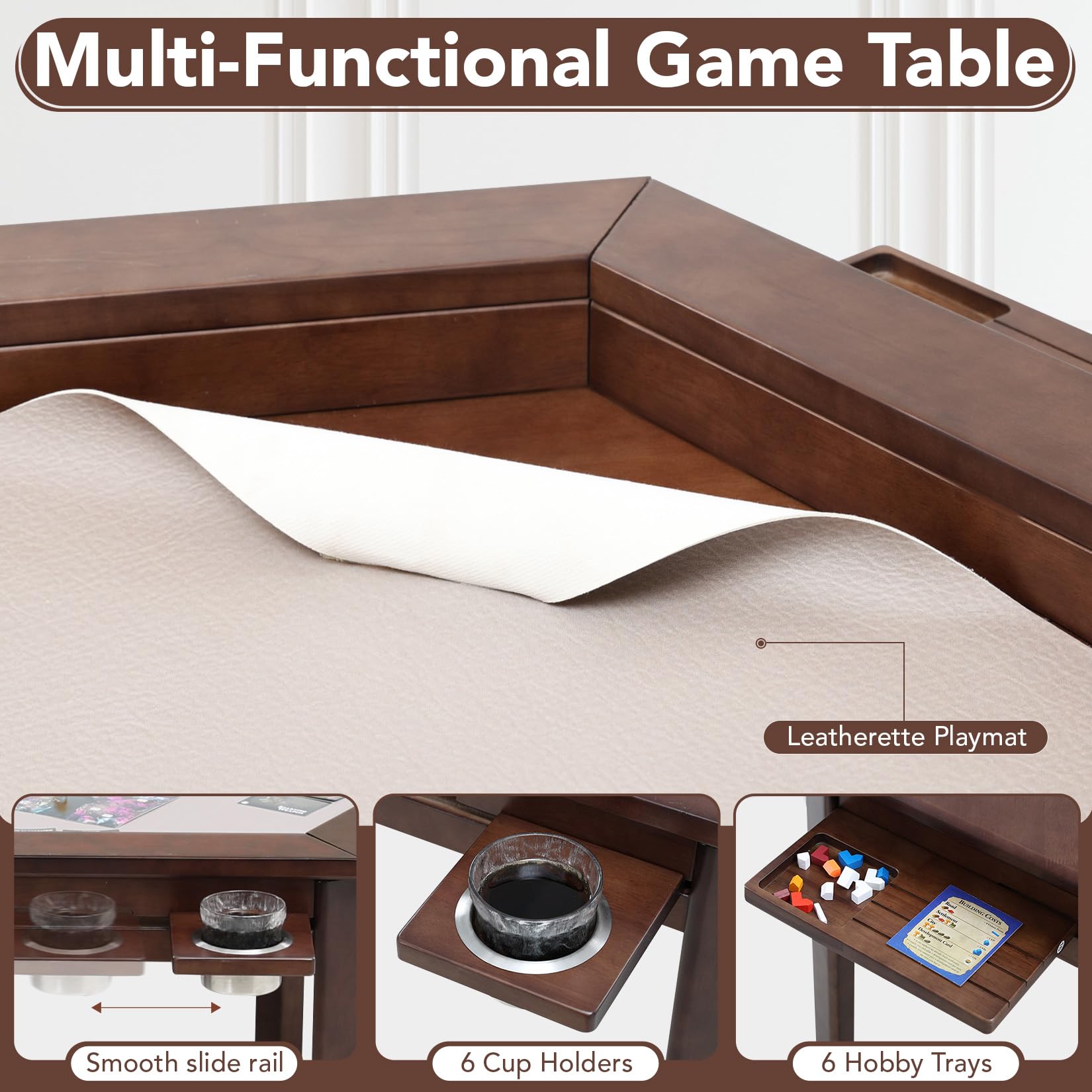 Hexagonal Gaming Table with Removable Top