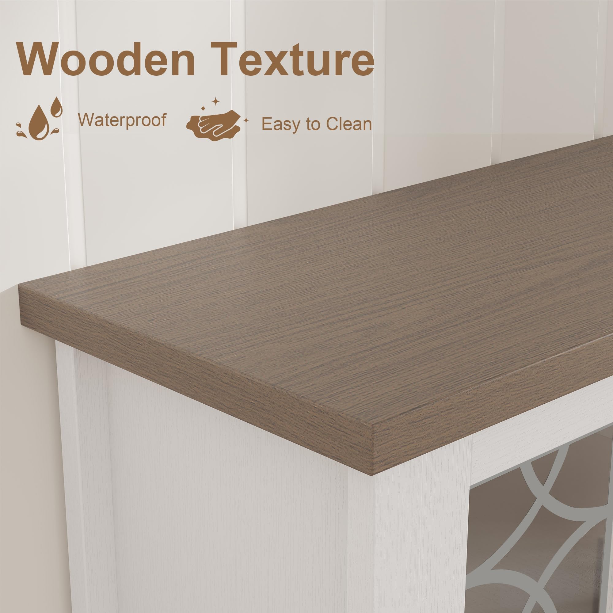 Farmhouse TV Stand for 70 Inch with Glass Door and Storage