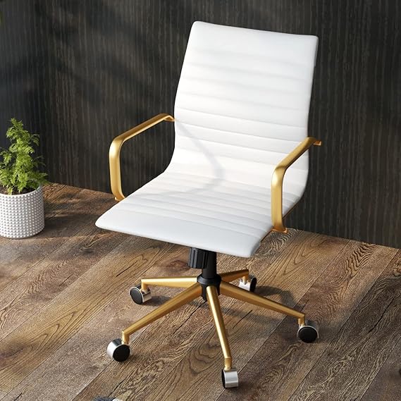 Ergonomic Office Chair - Ribbed Leather Executive Swivel