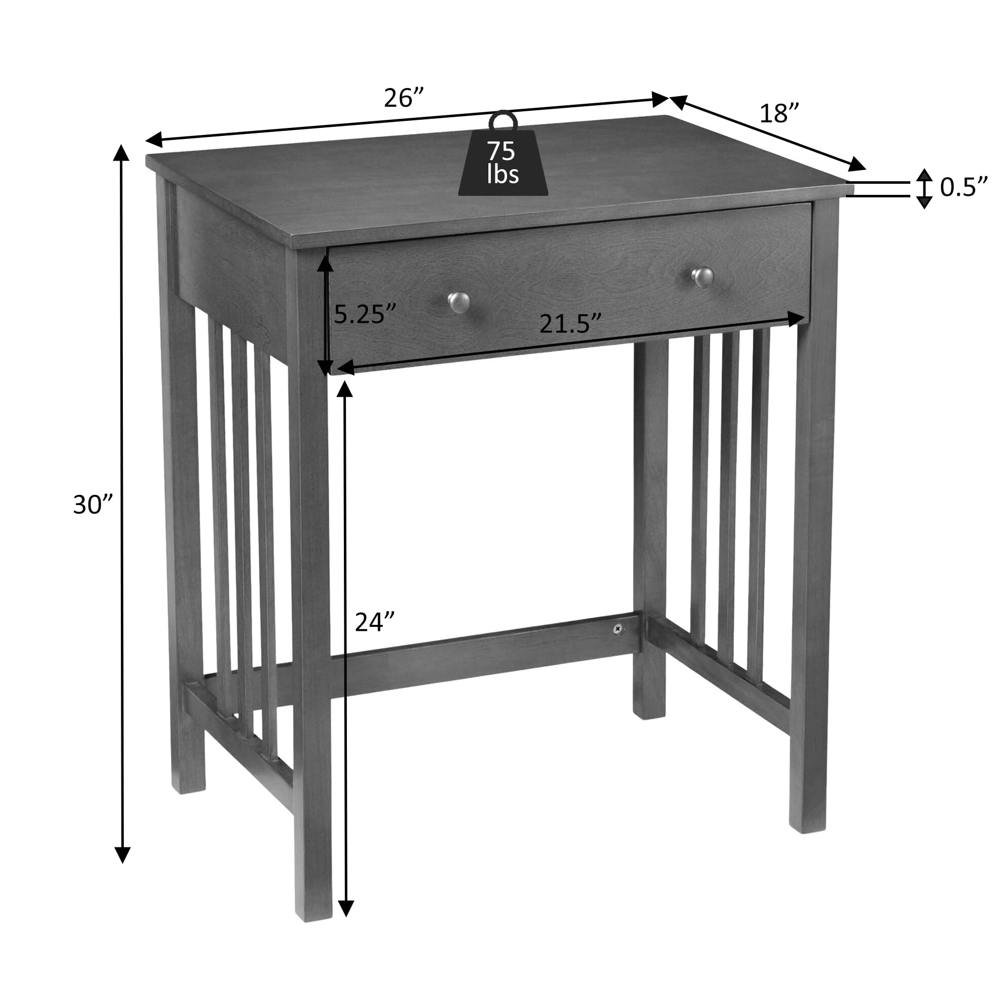 Mission Desk with Keyboard Drawer 26 Inch Oak