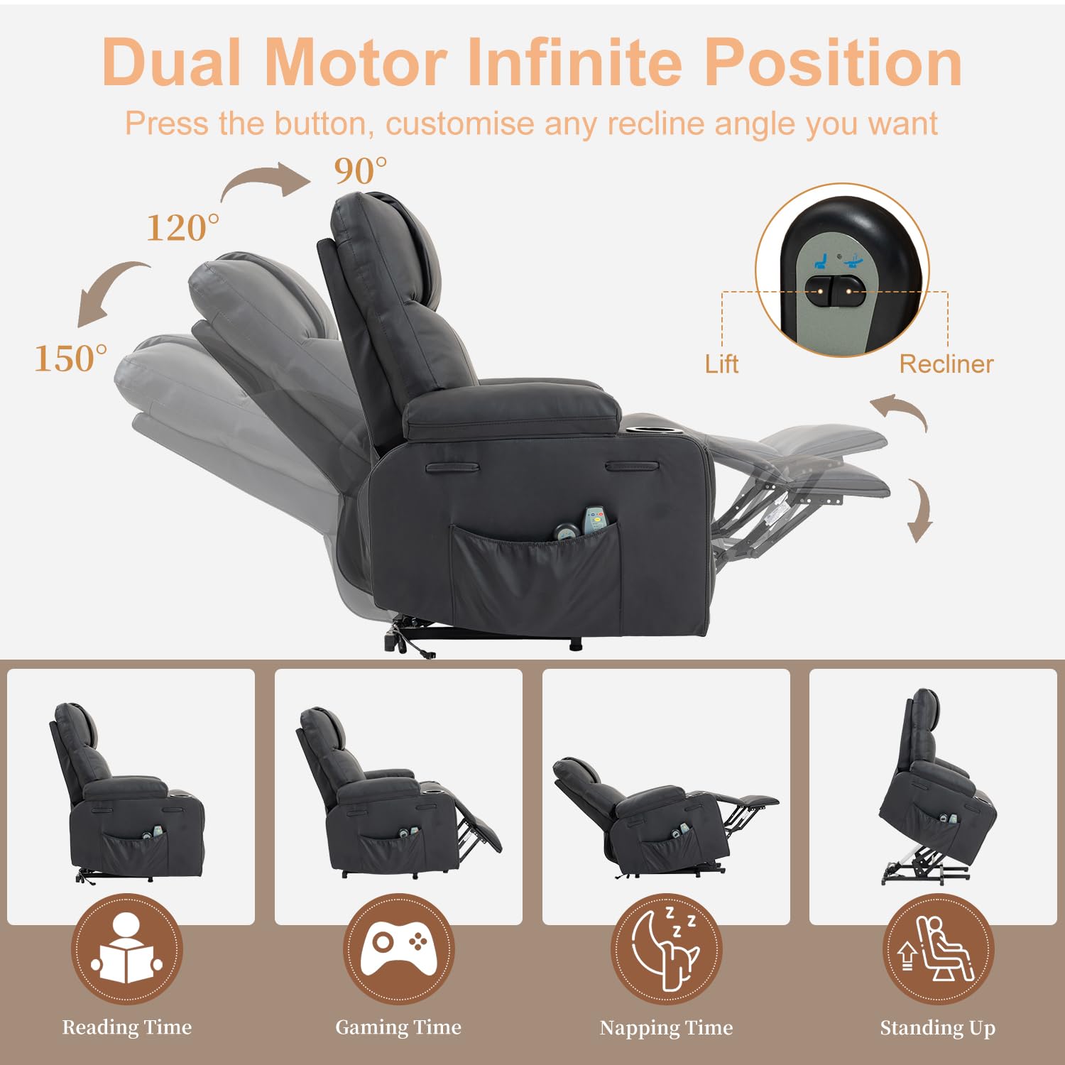 Power Lift Recliner with Massage and Heat