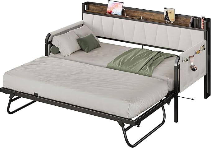Daybed with Trundle and Storage Headboard