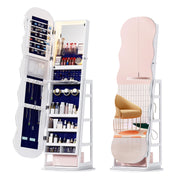 360° Swivel Jewelry Cabinet with LED Lights and Full Length Mirror
