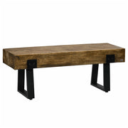 Garden Bench with Metal Legs and Wood Effect Concrete Top