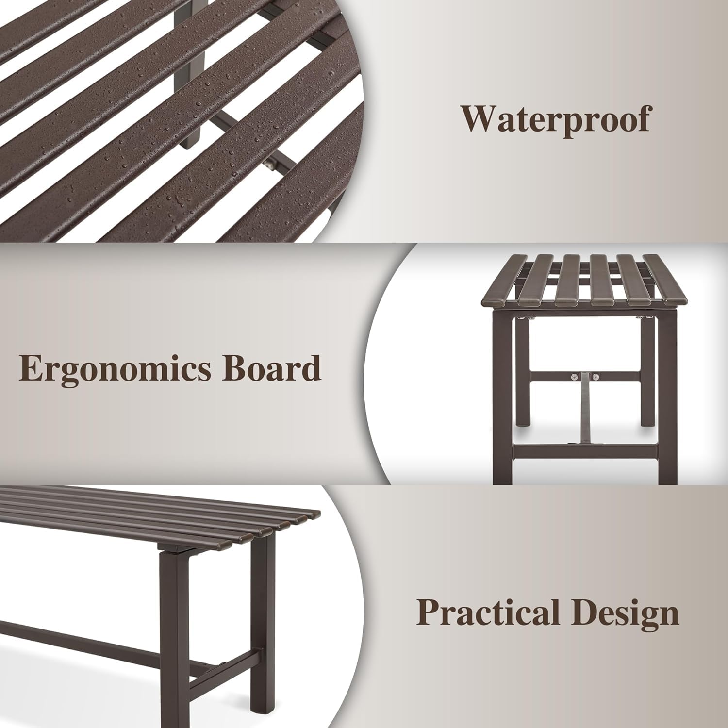 Outdoor Metal Bench Backless 2-Person Seating