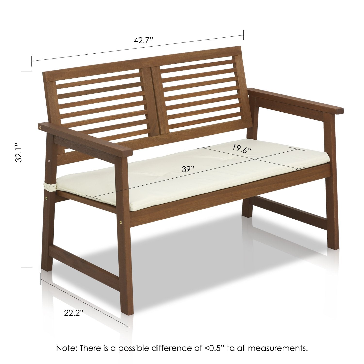 Tioman Hardwood Outdoor Bench with Cushion