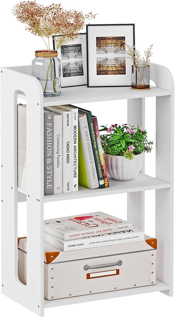 3-Tier White End Table with Storage