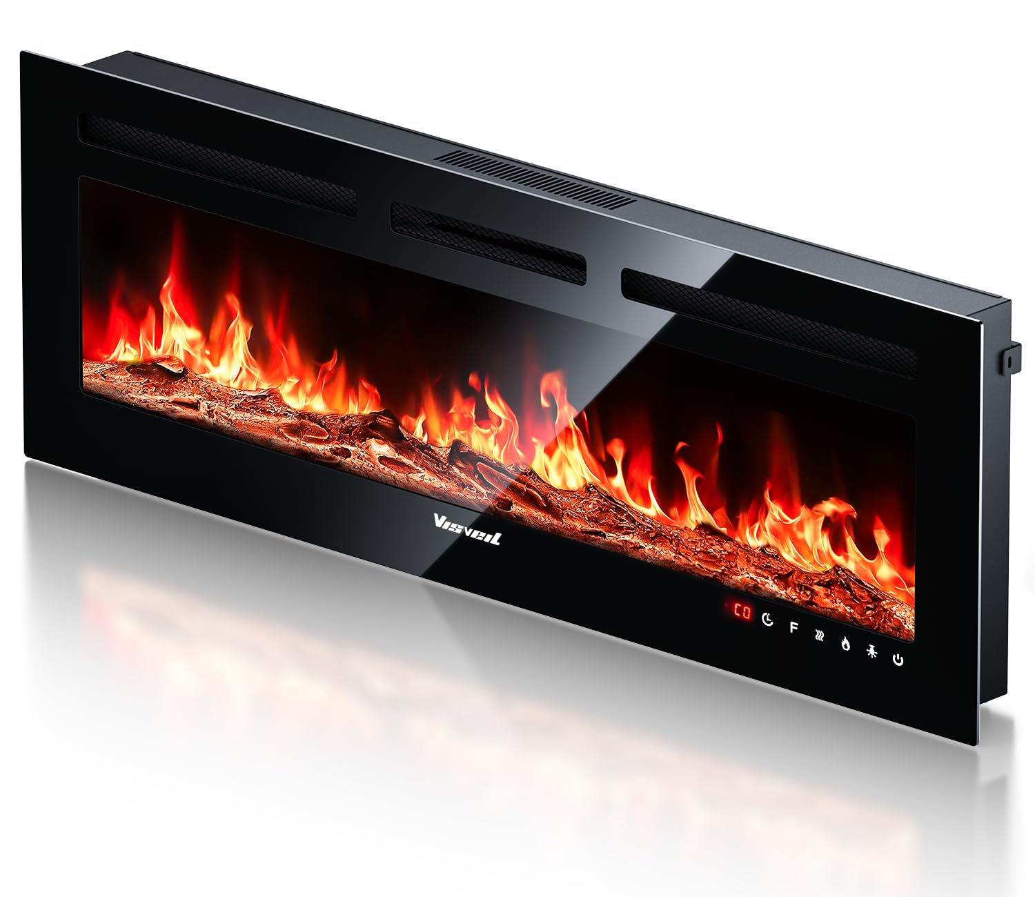 50 Inch Electric Fireplace Heater with Realistic Flame