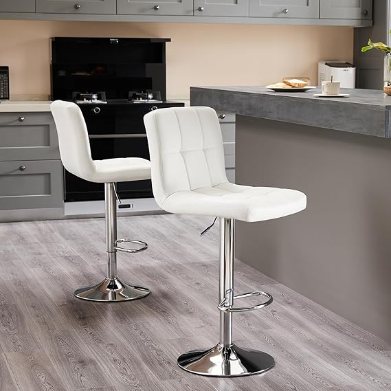 Counter Height Bar Stools Set of 4 - 24 Inch Black PU Leather